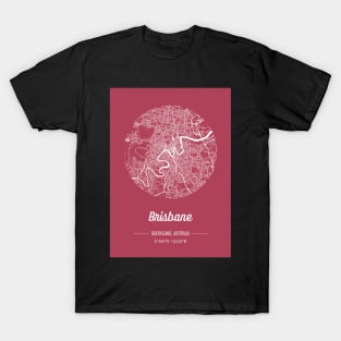 City map in red: Brisbane, Queensland, Australia with retro vintage flair T-Shirt